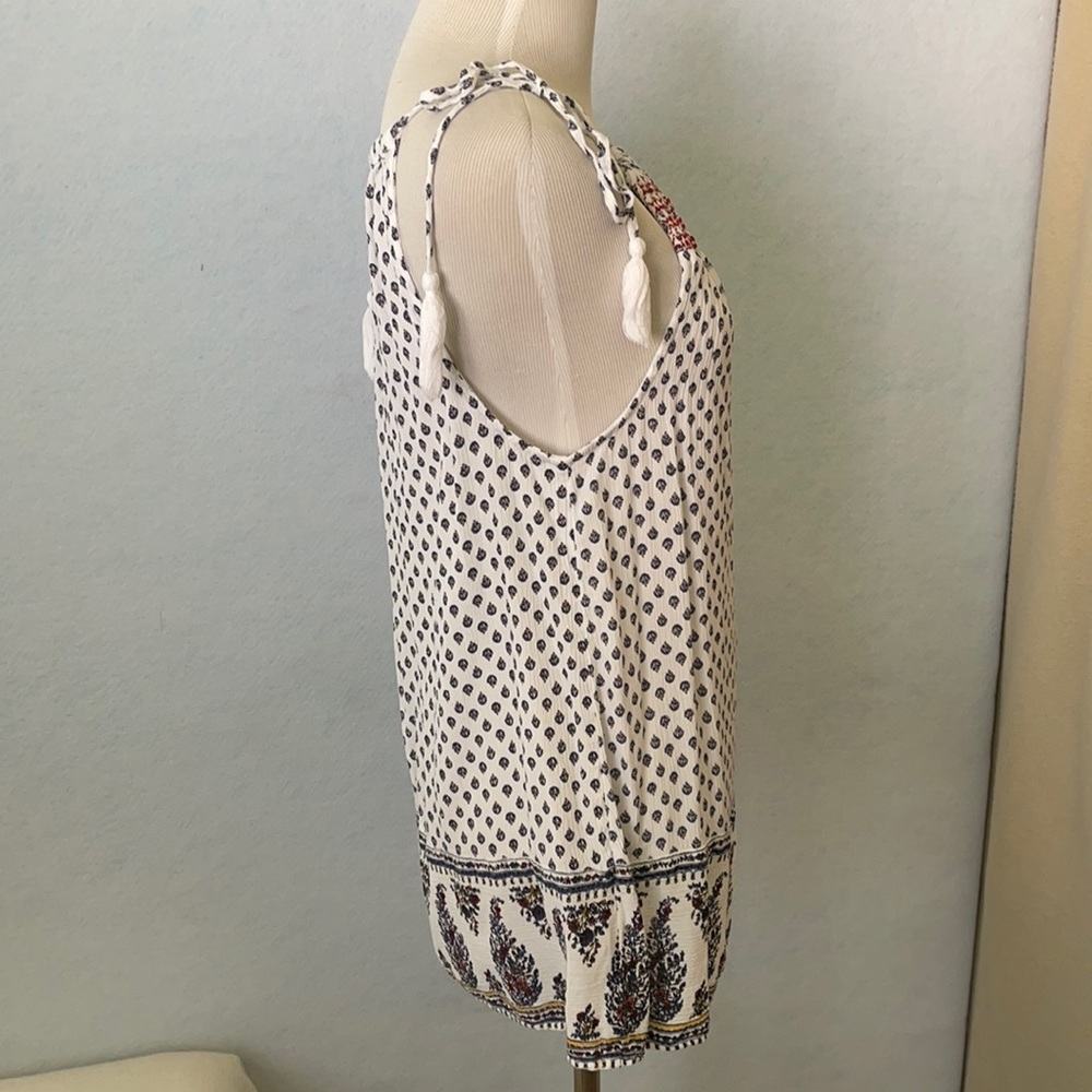Old Navy Floral Tie Shoulder Strap Ruched TankTop - Picture 6 of 11